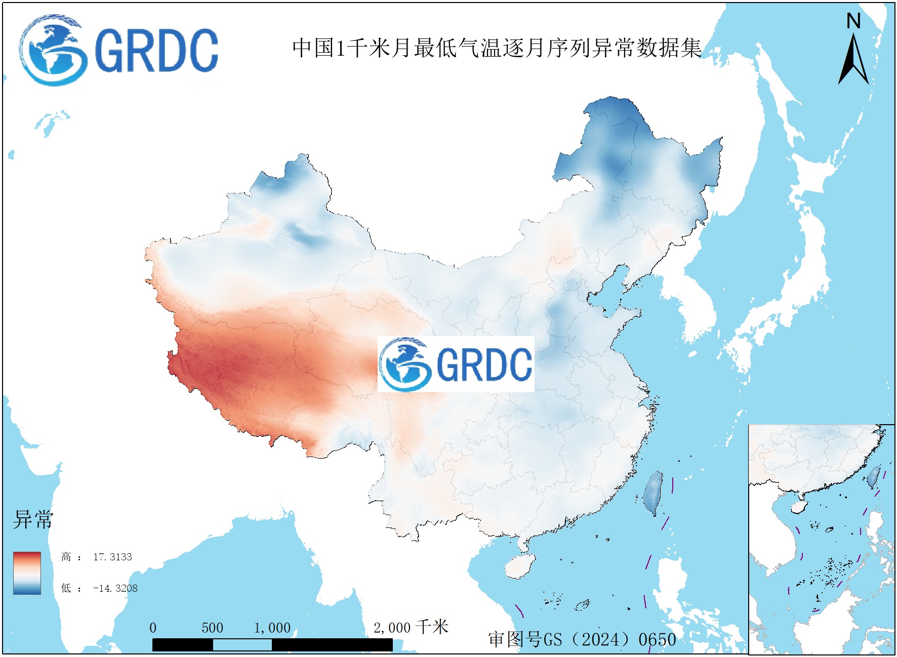 1951-2025年中国1km月最低气温逐月序列异常数据集