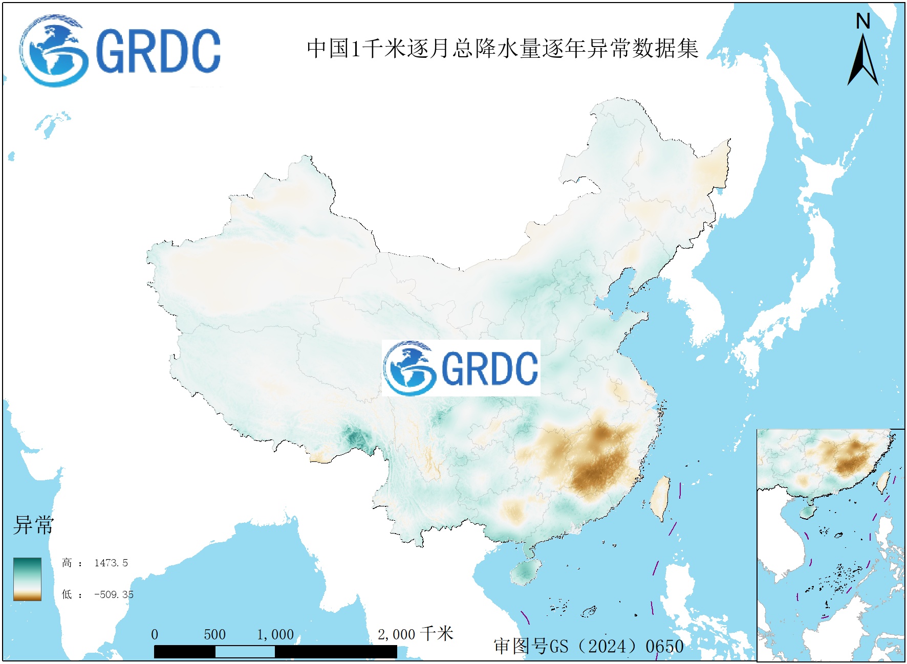 1951-2025年中国1km总降水量逐年异常数据集