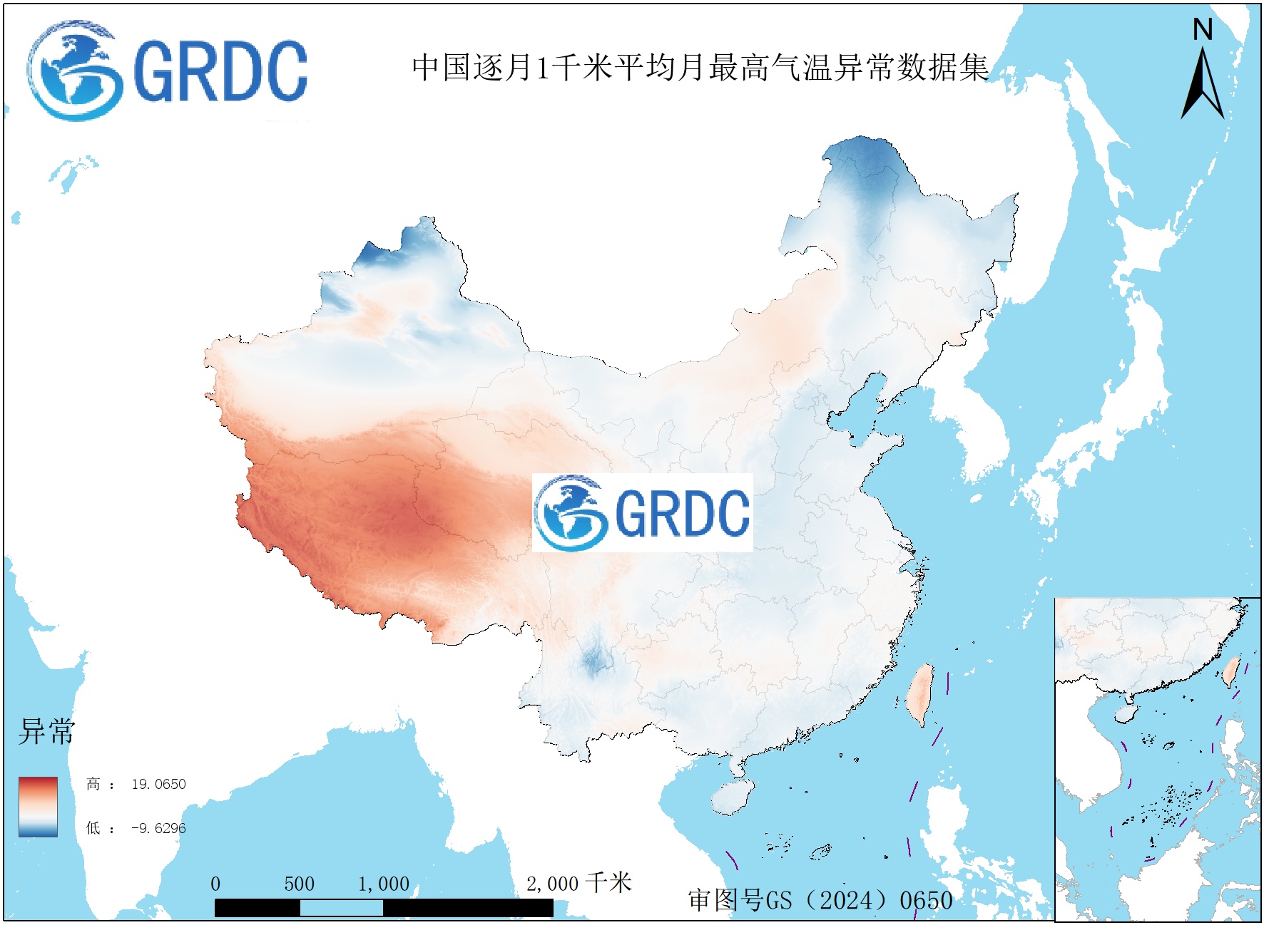 1951-2025年中国1km平均月最高气温逐月序列异常数据集