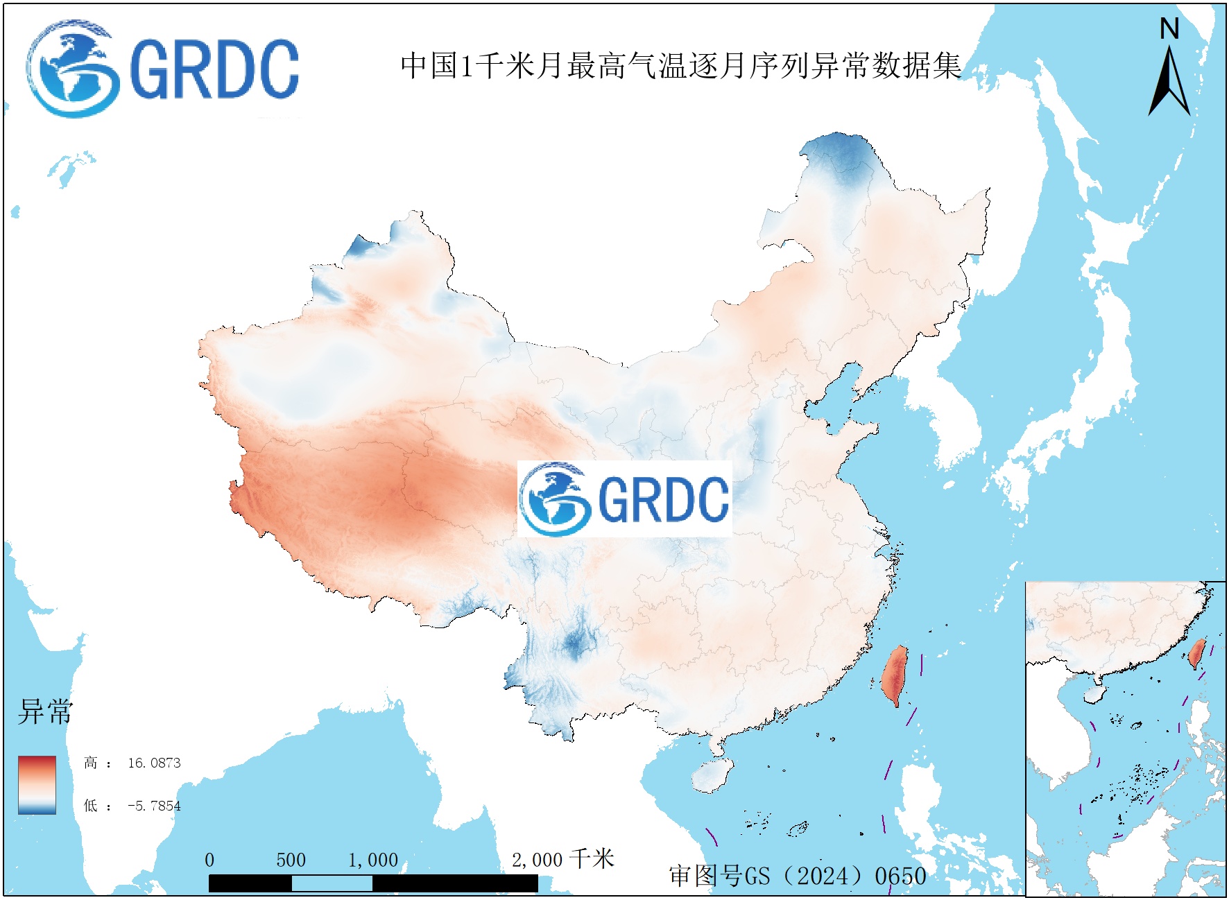 1951-2025年中国1km月最高气温逐月序列异常数据集