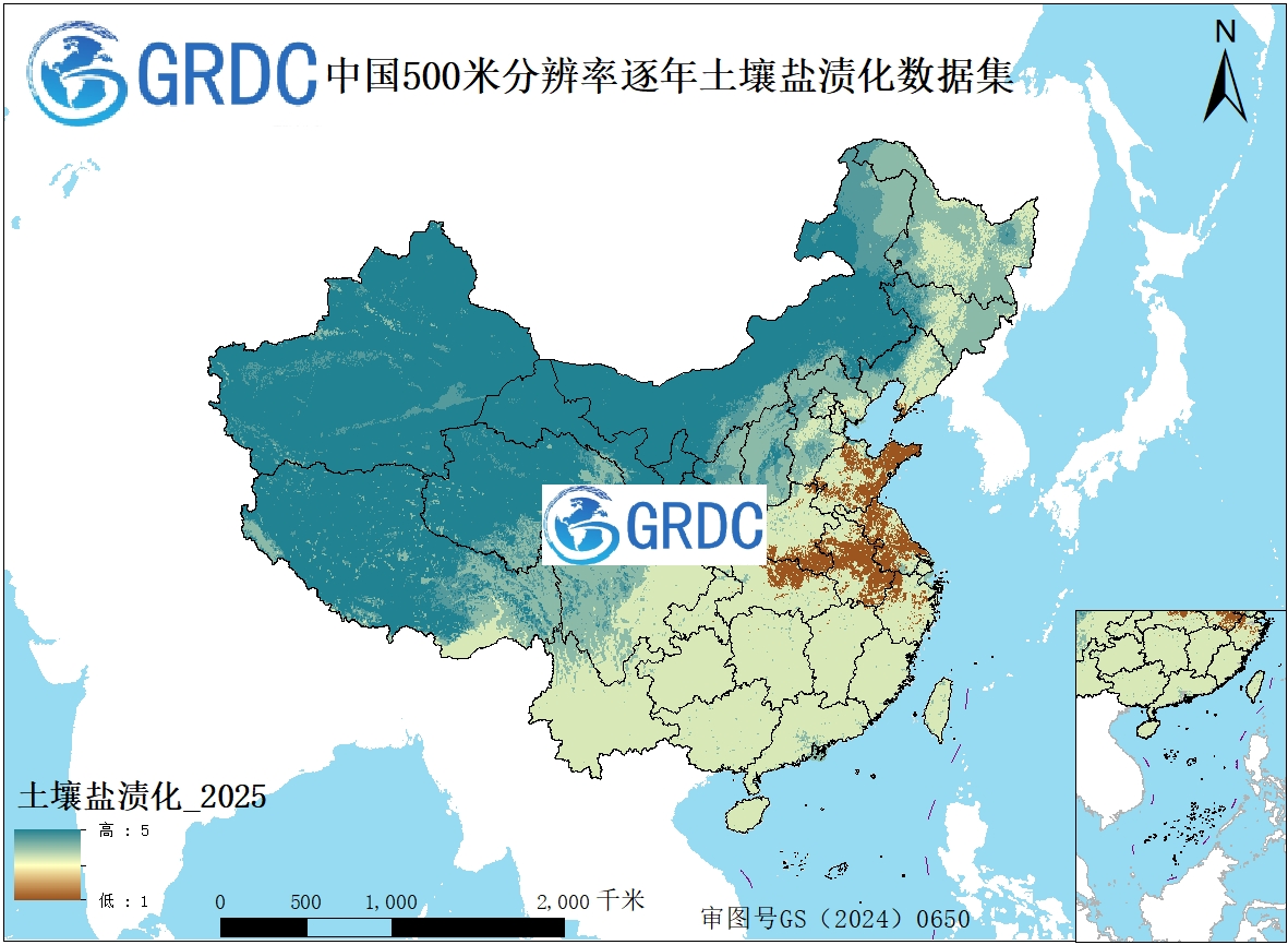 2000-2025年中国逐年500米分辨率土壤盐渍化数据集