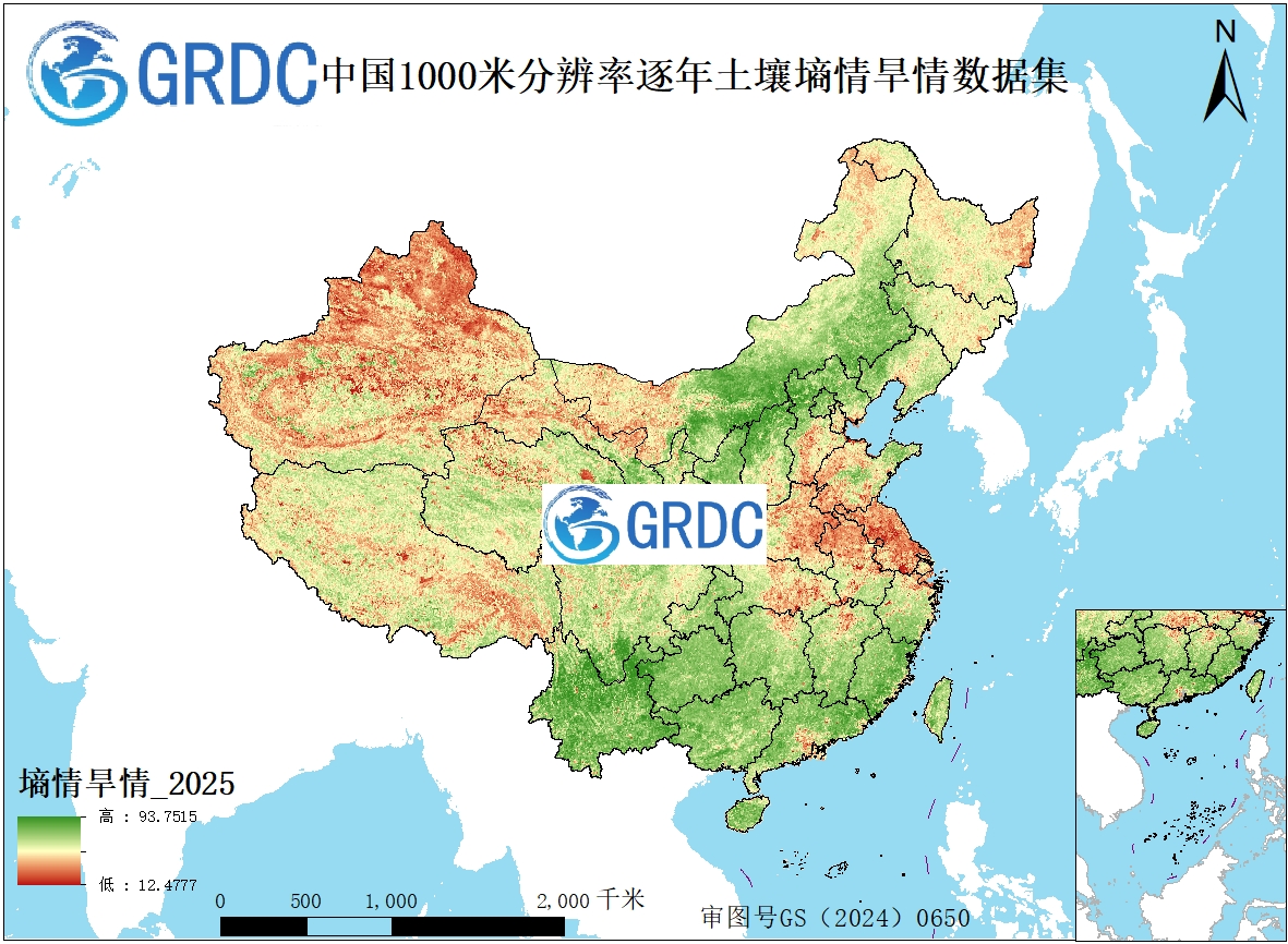 2000-2025年中国逐年1000米分辨率土壤墒情旱情数据集