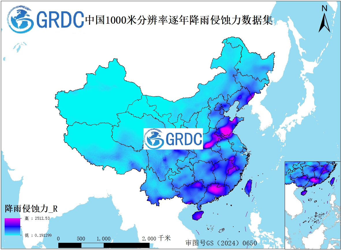 2000-2025年中国1000米分辨率降雨侵蚀力R因子数据集