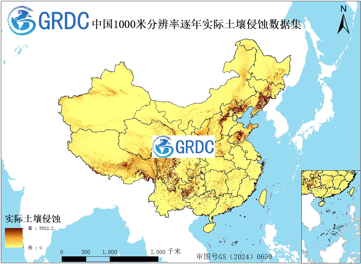 基于RUSLE模型的2000–2025年中国逐年1000米分辨率实际土壤侵蚀数据集